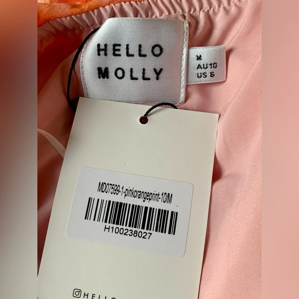 Hello Molly Peach Pink Floral Halter Tiered Mini Dress - Picture 7 of 7